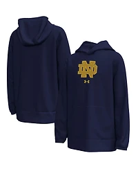 Under Armour Big Boys and Girls Navy Notre Dame Fighting Irish 2026 Shamrock Series Interlock Mesh Fleece Hoodie