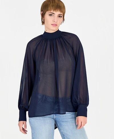 Guess Women's Audrine Printed Tie-Neck Blouse