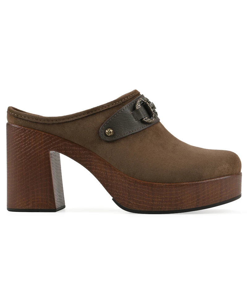 White Mountain Women's Barleys Platform Heel Mule Clogs