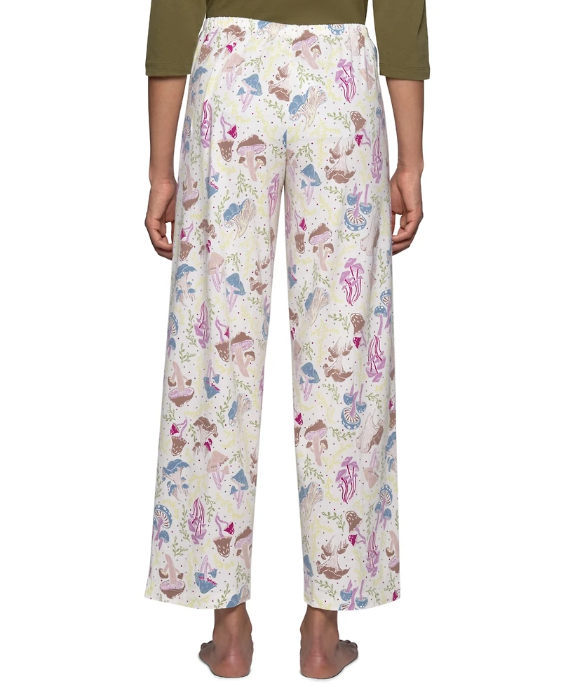 Hue Women's Shroom Bloom Cotton-Blend Relaxed-Fit Mushroom-Print Pajama Pants
