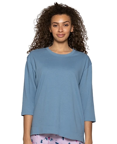 Hue Women's Cotton Candied 3/4-Sleeve Boxy Pajama Tee