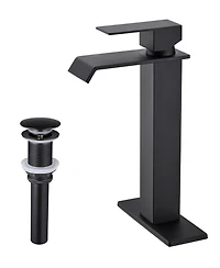 Thirtypeachy Single Handle Waterfall Bathroom Sink Faucet with Pop-Up Drain, Tall Stainless Steel Vessel