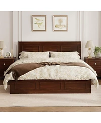 Streamdale Furniture Queen Size Pine Wood Bed with Adjustable Headboard