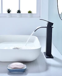 Thirtypeachy Single Handle Waterfall Bathroom Sink Faucet, Stainless Steel Vessel Faucet with Pop-Up Drain, No Overflow