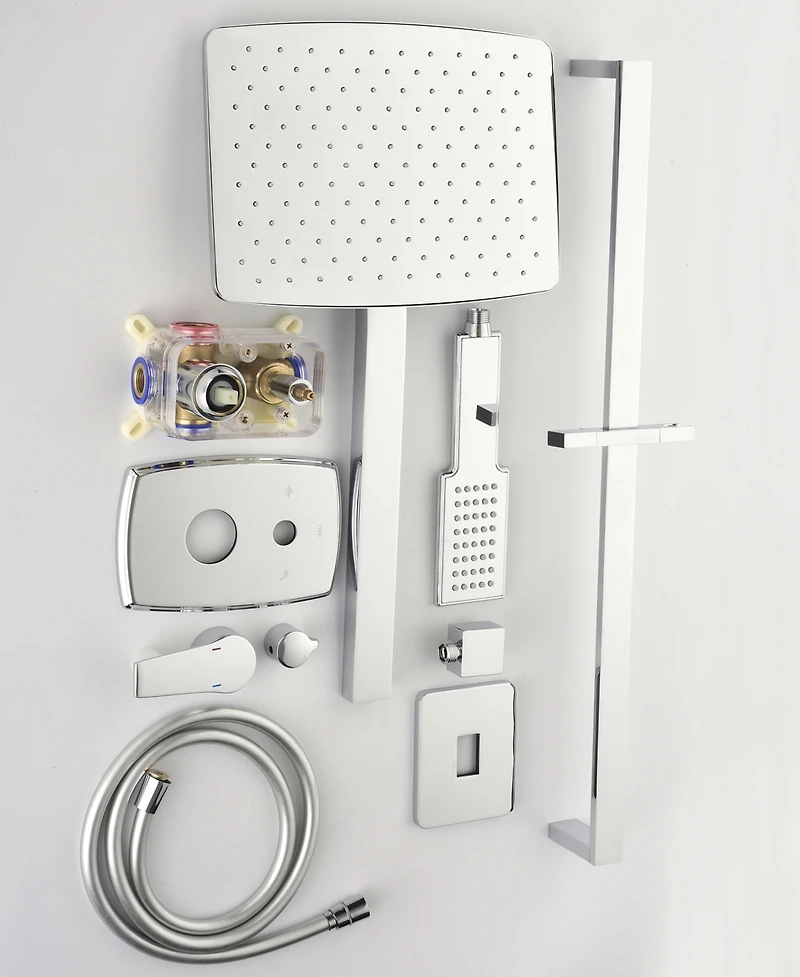 Thirtypeachy Wall-Mounted Shower System with Rain Shower Head, Hand Shower and Slide Bar, Self-Cleaning Nozzles