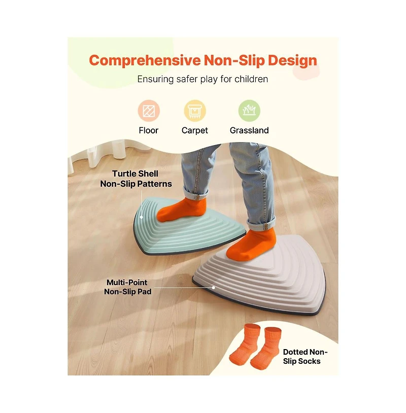 Slickblue Balance Stepping Stones Set of 6, Non-Slip Sensory, 220 lb. Capacity, Ages 3+