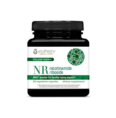 Youtheory Longevity Nr, Nicotinamide Riboside, Vegetarian Capsules, Nad Plus Booster for Health Aging Support