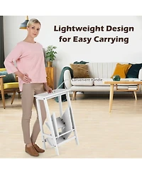 Sugift 3-in-1 Solid Wood Folding Step Stool Bench with 3 Tiers and Carrying Handle