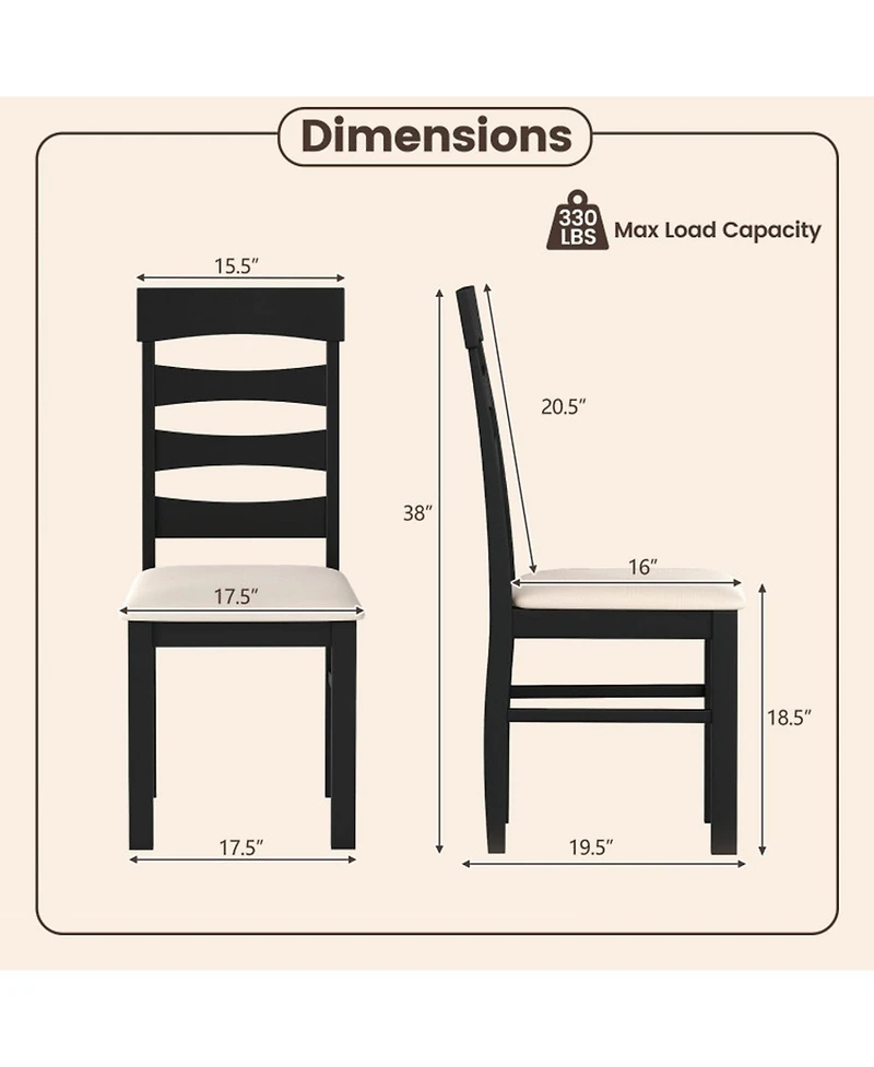 Sugift High Back Dining Room Chairs Set of 2 with Padded Seats and Hollowed Backrest Faux Linen Upholstery