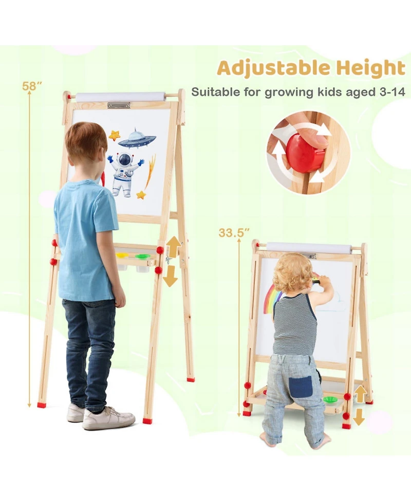 Sugift 3-in-1 Double-Sided Art Easel with Paper Roll
