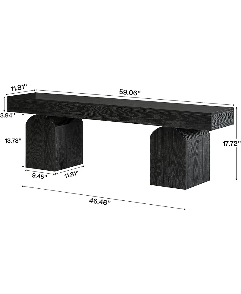 Tribesigns 59" Modern Entryway Bench, Black Wooden Shoe Bench with Arched Base, Sturdy End of Bed Bench for Entryway, Living Room and Bedroom