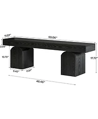 Tribesigns 59" Modern Entryway Bench, Black Wooden Shoe Bench with Arched Base, Sturdy End of Bed Bench for Entryway, Living Room and Bedroom