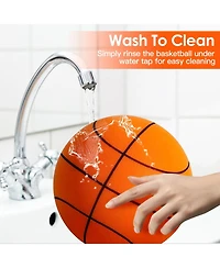 Zeny Silent Basketball with Ball Hoop Foam Bouncing Silent Basketball Uncoated High Density Foam Ball Indoor Low Noise Training Ball