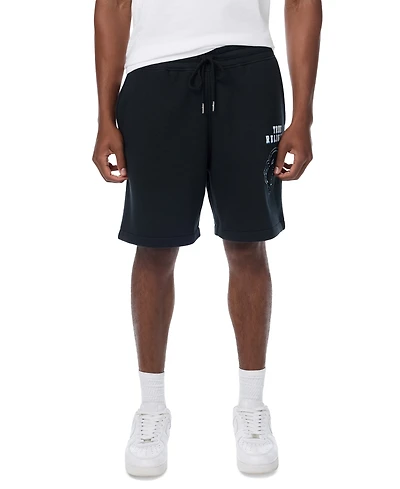 True Religion Men's Overt Buddha Logo Fleece Shorts, 8" Inseam