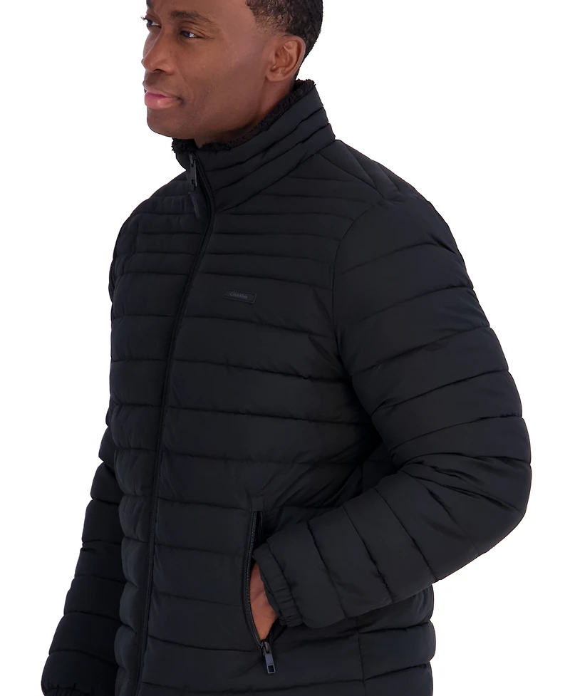 Calvin Klein Men's Stand Collar Sherpa Mid Puffer Jacket