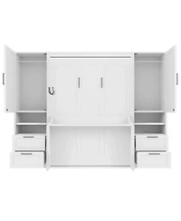 Streamdale Furniture Full Size Murphy Bed with Closet, Drawers and Shelves