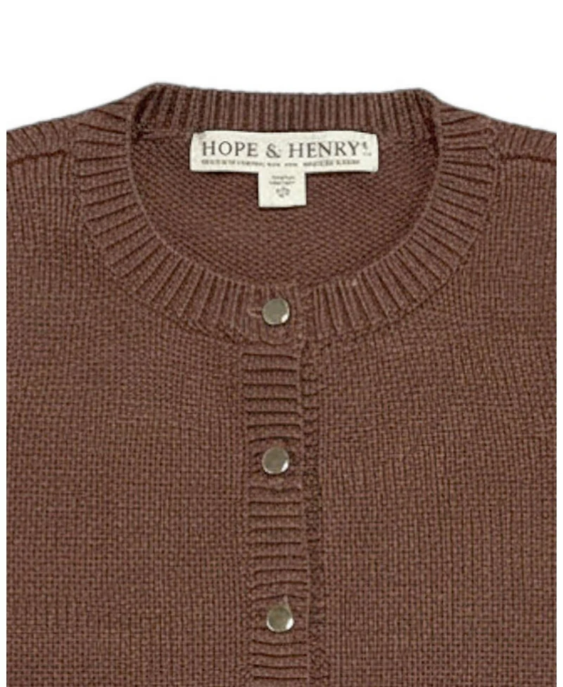 Hope & Henry Little and Big Girls' (Xxs-l) Organic Rosette Pocket Cardigan Sweater