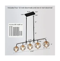 Tribesigns 5-Light Linear Kitchen Island Pendant Light with Adjustable Downrods