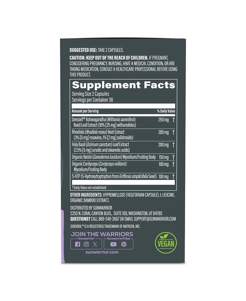 Sunwarrior Active Focus and Balance Capsules, 60 Capsules