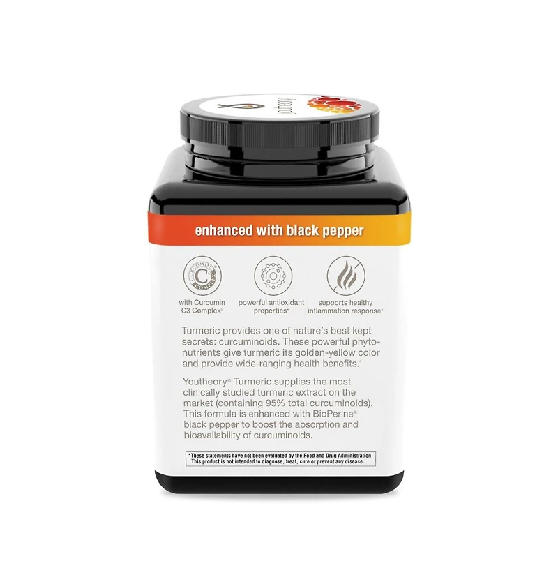 Youtheory Turmeric Extra Strength, 150 Vegetarian Capsules 75 Day Supply, Supplement for Muscle and Brain Health