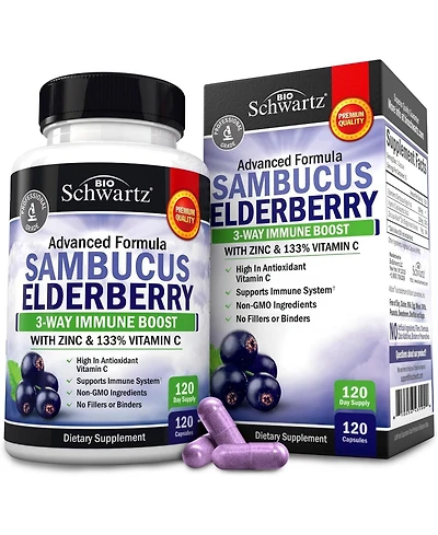 BioSchwartz Elderberry with Vitamin C and Zinc Capsules, 120 Count