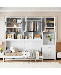 Streamdale Furniture Twin Murphy Bed with Closet, Drawers and Desk