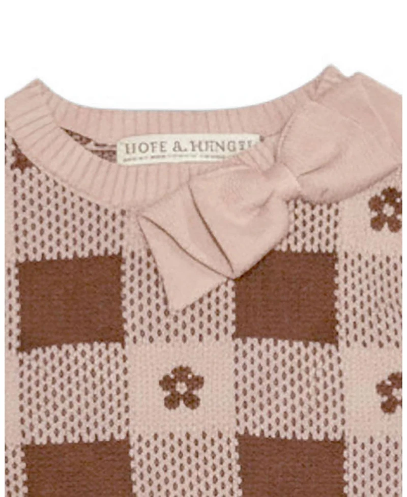 Hope & Henry Little and Big Girls' (Xxs-l) Organic Bow Detail Intarsia Sweater
