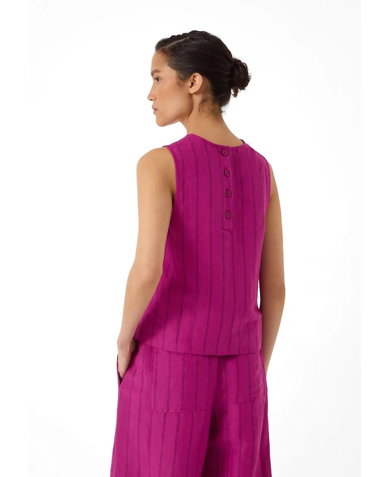 Hush Women's Vera Stripe Linen-Blend Sleeveless Shell Top