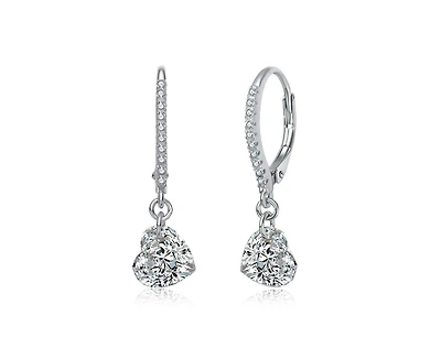 Rachel Glauber Brilliant Gold Plated Cz Heart Drop Hoop Earrings