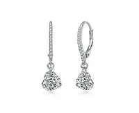 Rachel Glauber Brilliant Gold Plated Cz Heart Drop Hoop Earrings