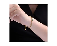 GiGiGirl Radiant 14K Gold Plated Cz Clover and Floral Charms Bracelet