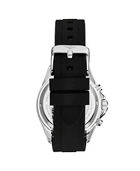 Stuhrling Aquamaster 4050 Men's 43mm VK63 Meca-Quartz Chronograph Watch, Ice Blue Sunray Dial, Black Tachymeter Bezel, Black Silicone Strap, 100M Wr