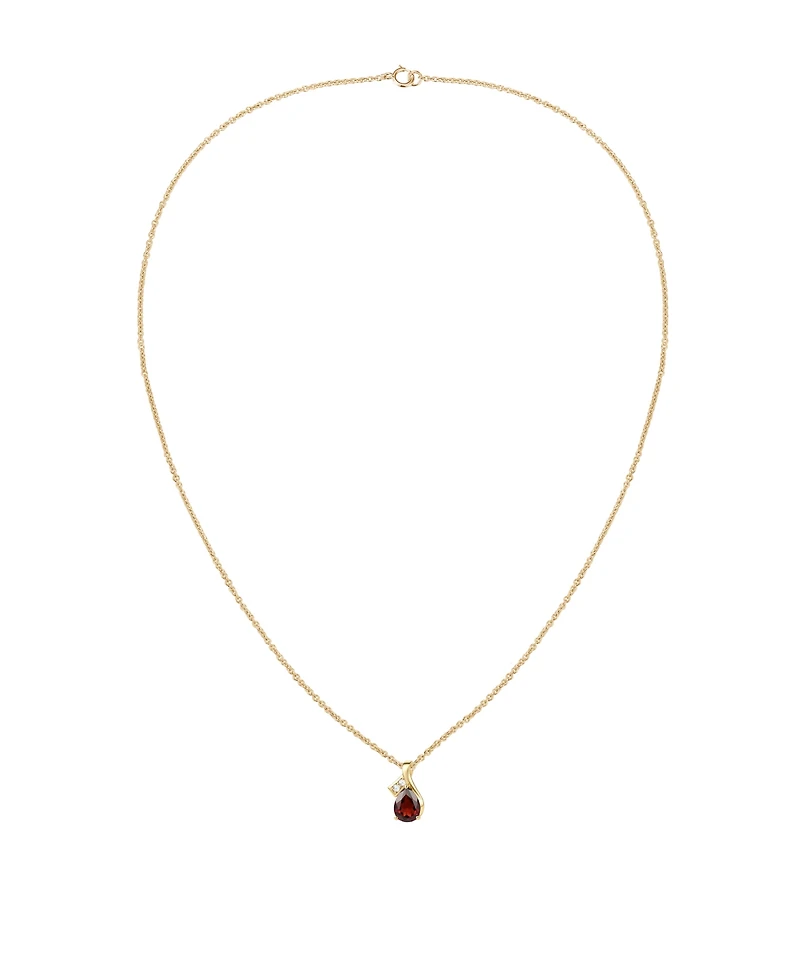 Macy's Garnet (1-1/5 ct. t.w.) & Diamond Accent (0.04 ct. t.w.) Pendant Necklace in 14k Yellow Gold