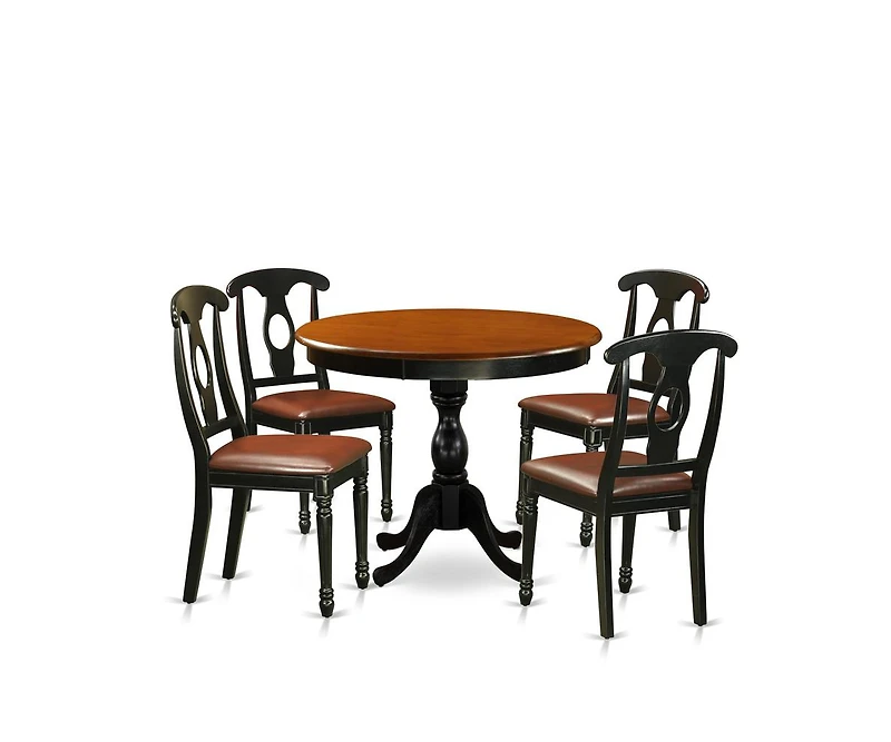 East West Furniture 5 Piece Dining Set Include a Dining Table and 4 Faux Leather Kitchen Chairs