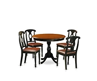 East West Furniture 5 Piece Dining Set Include a Dining Table and 4 Faux Leather Kitchen Chairs
