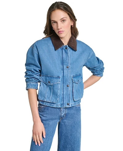 Levi's Women's Cropped Cotton Corduroy-Collar Barn Jacket