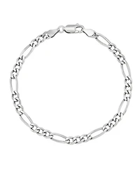 Italian Silver Solid Figaro Chain Bracelet in Sterling Silver