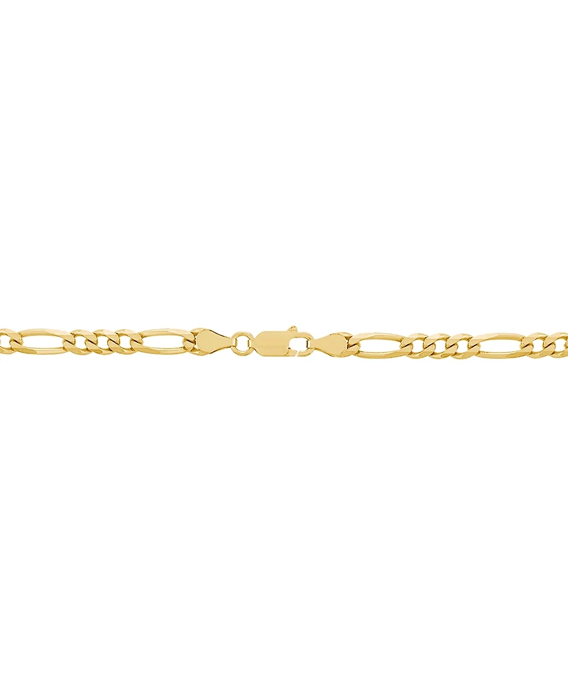 Italian Silver Solid Figaro Chain Necklace in 18k Gold-Plated Sterling Silver