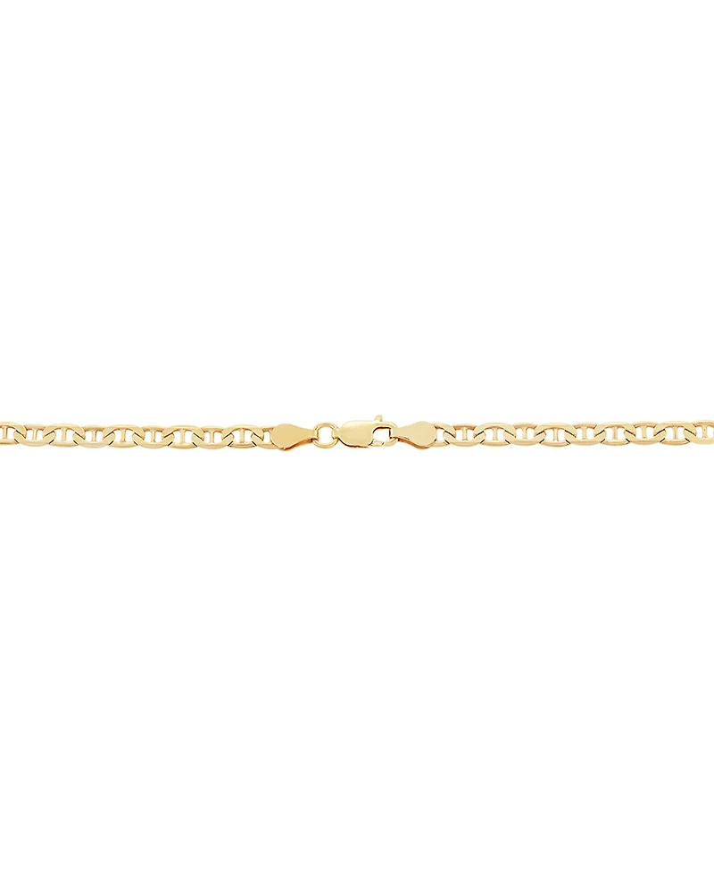 Italian Silver Solid Mariner Chain Necklace in 18k Gold-Plated Sterling Silver