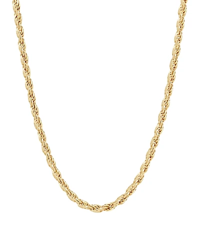 Italian Silver Solid Rope Chain Necklace in 18k Gold-Plated Sterling Silver