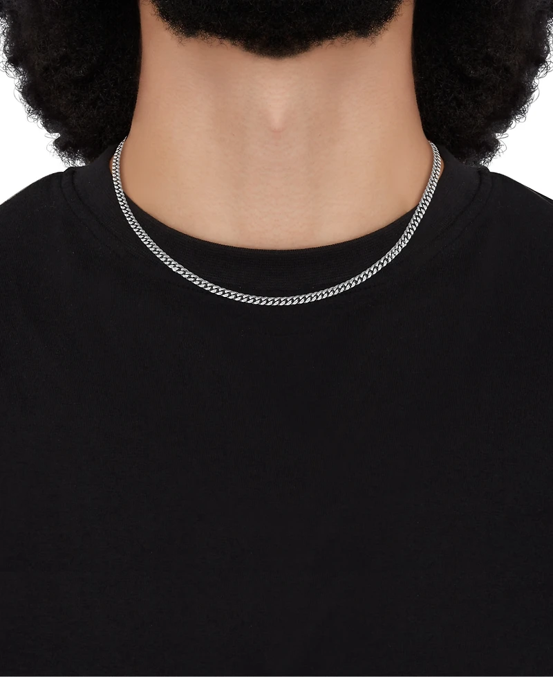 Italian Silver Solid Cuban Chain Necklace in Sterling Silver