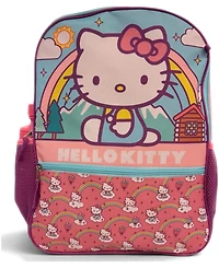Accessory Innovations Boys' and Girls' Hello Kitty Backpack, Lunch Bag, Water Bottle, Zip Case and Carabiner, 5-Piece Set