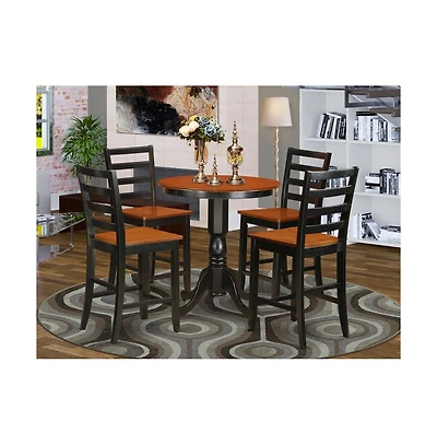 East West Furniture 5 Pc counter height Dining set-pub Table and 4 dinette Chairs.