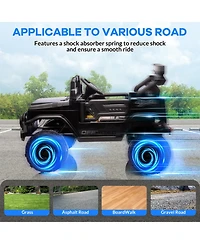 homfan 12V Ride On Truck Car, Electric Vehicle with Parent Remote Control, Battery Powered Toy Spring Suspension, 3 Speeds, Lights, Music