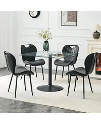 Streamdale Furniture Glass Dining Table and 4 Pu Chairs Set