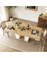 Streamdale Furniture Rustic Extendable Dining Table with Storage Shelves