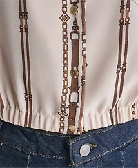 Bcbg Women's Collared Long-Sleeve Crop Button-Up Top
