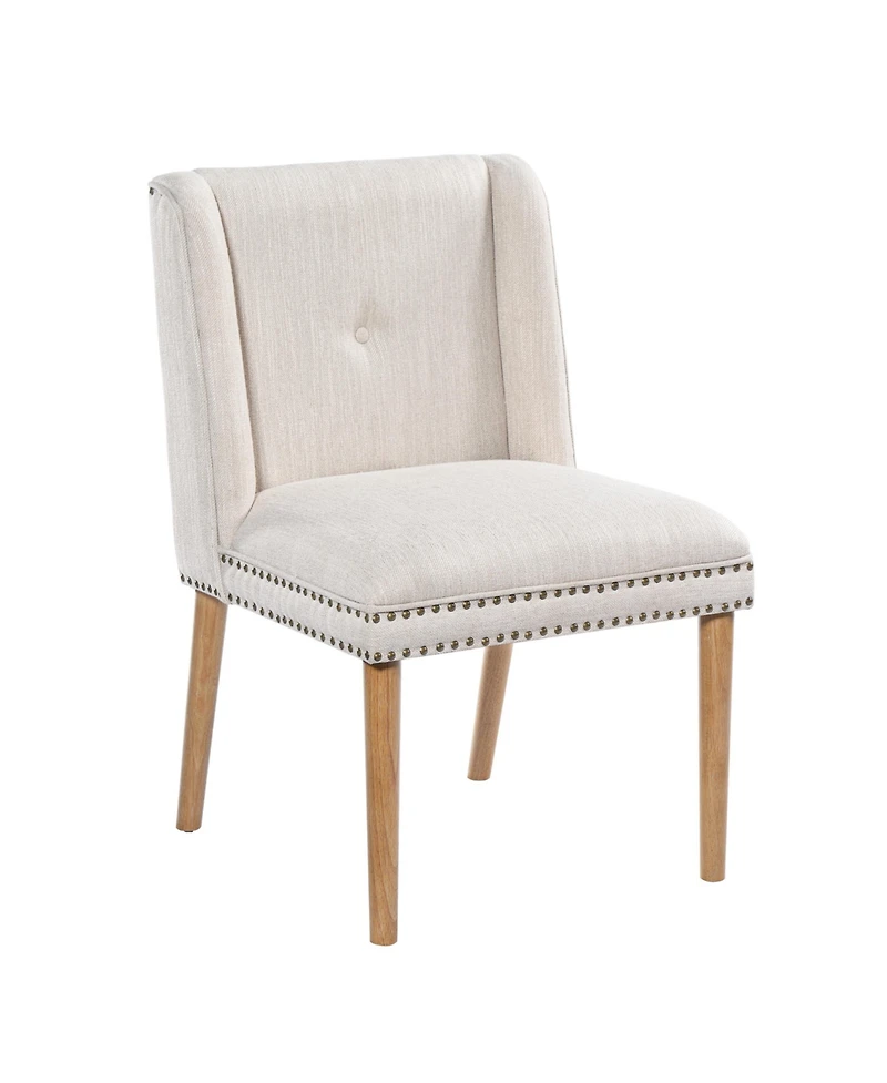 Flynama Rivet Upholstered Dining Chairs Set of 2 with Rubber Wood Legs