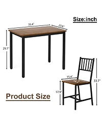 Flynama 3-Piece Industrial Dining Set, Table and 2 Chairs