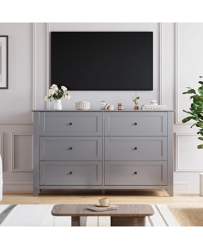 gaomon 6 Drawer Dresser for Bedroom, Modern Wood Storage Cabinet for Living Room or Entryway